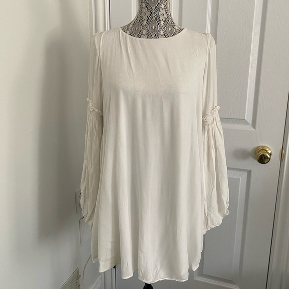 Zara Dresses & Skirts - Zara white bell sleeve shirt dress size S worn twice